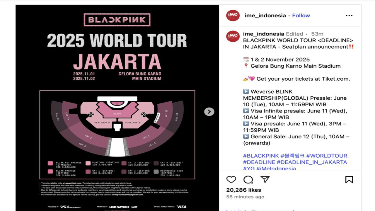 BLACKPINK Concert Ticket Prices in Jakarta 2025, Start from IDR 1.45 Million